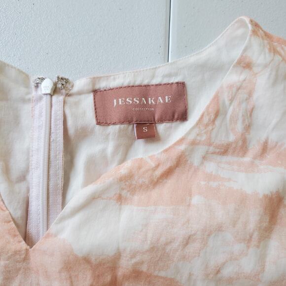 JESSAKAE Dress Womens Small Pink White Belted Tiered Maxi V Neck Toile Print - Picture 4 of 13